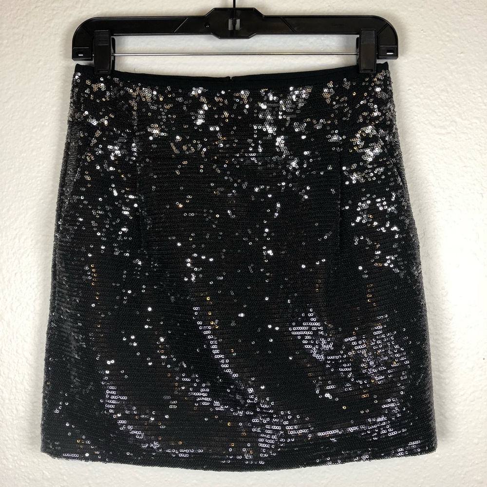 J. Crew black silver sequin mini skirt size 0